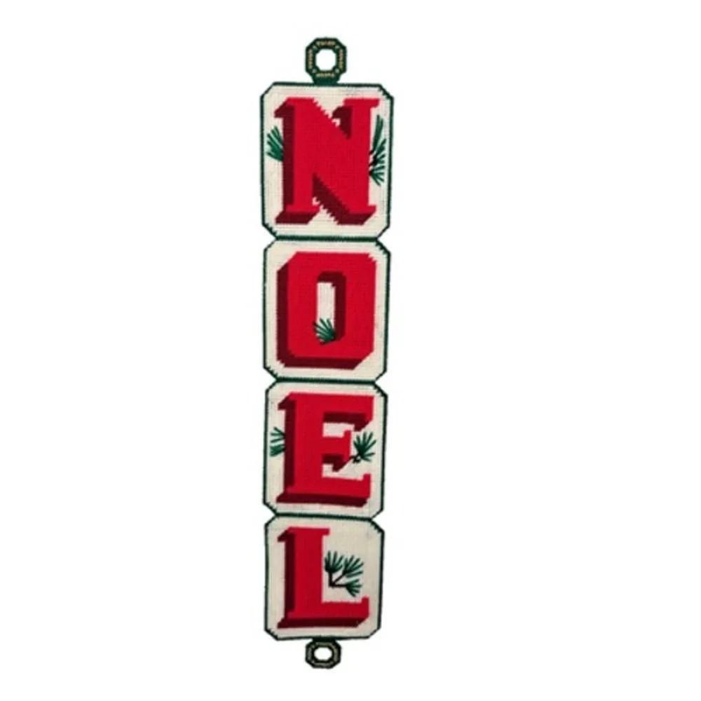 Vintage Christmas NOEL Hanger Needlepoint Plastic Canvas Handmade 27
